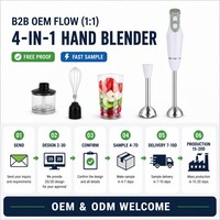 Mixeur Plongeant 4-en-1 avec Moteur en Cuivre Pur 400W, 2 Vitesses, Lame en Acier Inoxydable 304, Fouet, Hachoir, Bol, pour Aliments Bébé et Soupes