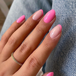 Venta al por mayor de 24 <span class=keywords><strong>uñas</strong></span> postizas de lujo, estilo francés sencillo, colección corta, hechas a medida a máquina para dedos. - Product Image 6