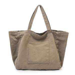 2026 New Arrival Ladies' <b>Canvas</b> <b>Tote</b> Bags Single Shoulder Large Capacity Casual Solid Color Zipper Water Resistant Handbag - Product Image 1