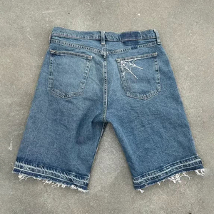 Custom Gothic Punk Spider Web <b>Embroidered</b> Men's Denim Shorts Distressed Raw Hem <b>Jean</b> Shorts Summer Streetwear Baggy Jorts - Product Image 2