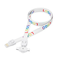 Kabel Data USB Multifungsi 3 in 1 Portabel Promosi Kustom Grosir dengan Tali Leher ID