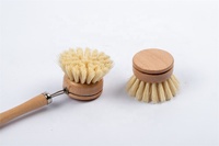 Brosse à main avec distributeur de savon, brosse de cuisine pour le nettoyage des casseroles, des poêles et des éviers, brosse à vaisselle en bambou pour la cuisine
