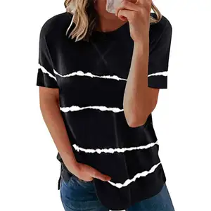 Nieuwe Collectie Kleding Groothandel Gestreepte Print Tops Vrouw T-shirt Korte Mouwen Blouses Dames Shirts Voor Vrouwen Blouses