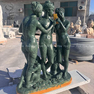 Décoration de <span class=keywords><strong>jardin</strong></span> Célèbre sculpture à la main en pierre naturelle marbre Statue de fille nue grandeur <span class=keywords><strong>nature</strong></span> Trois sculptures de beauté - Product Image 4