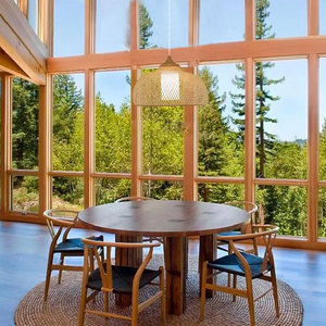 <b>Modern</b> AC-Powered Pendant <b>Light</b> Crystal Bamboo Weaving Switch Control Restaurant <b>Kitchen</b> Hotel Lighting Rattan Material Bulb - Product Image 4