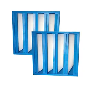 4V 2V V-bank V cell filter Hepa filter F7 F8 F9 ABS Plastic Frame plissé fibre de verre pp filter