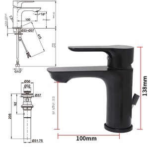 Robinet intelligent 25102T monocommande chaud/froid monotrou moderne pour lavabo domestique, couleur noire - Product Image 1