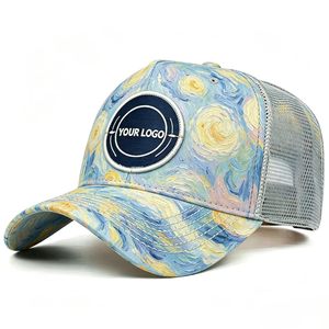 Gorra Trucker de Malla Transpirable con Estampado de Pintura al Óleo de Monet, Logotipo Personalizado, Gorra de Béisbol Ajustable para Uso Casual al Aire Libre - Product Image 3