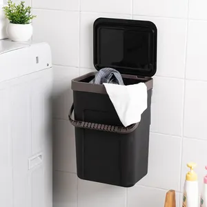 Cesta de almacenamiento para baño, cubo impermeable, cubo de basura montado en la pared, lavadora, cesta colgante de plástico lateral para la colada