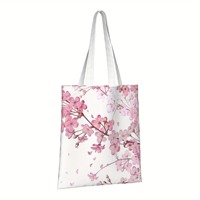 Sac fourre-tout en toile imprimé fleurs de cerisier roses, élégant motif graphique de fleurs de Sakura, sac à bandoulière réutilisable pour femmes, usage quotidien