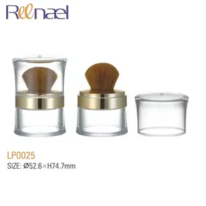 Empty Cosmetic Transparent Loose Powder case with Woolen Brush packaging container with powder puff and applicator