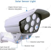 Lampe de sécurité solaire crépuscule à vers le bas pseudo caméra extérieure 77 Led solaire détecteur de mouvement appliques murales de sécurité avec télécommande