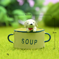 Dessin animé résine fer français tasse petit chien jardin ornement succulente fleur Plug poupée tir accessoire décor