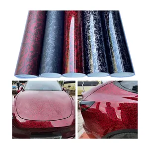 Premium-PET-Matte glänzende schwarze silberne rote geschmiedete Vinyl-Band-Aufkleber aus Kohlenstofffaser für Auto