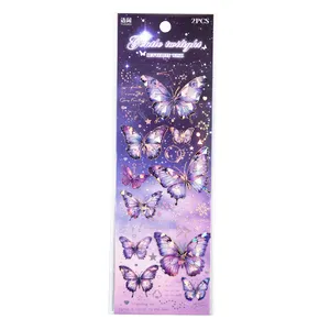 Butterfly Series Laser Hand Account PET Sticker Waterproof Bronzing Decoration Dazzling UV Printed Fairy Image