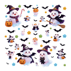 Adhesivos Decorativos para Ventanas <span class=keywords><strong>de</strong></span> Halloween, Calcomanías <span class=keywords><strong>de</strong></span> Fantasmas, Calabazas Malvadas, Murciélagos, Gatos Negros, Adhesivos Reutilizables para Decoración <span class=keywords><strong>de</strong></span> Fiestas <span class=keywords><strong>de</strong></span> Halloween - Product Image 2