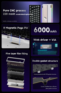 Weikav ชุดคีย์บอร์ดสำหรับเล่นเกมอลูมิเนียม Nut65พร้อมปะเก็นโครงสร้างแผ่น FR4แบบสปริงสามโหมดแหล่งจ่ายไฟ6000mAh - Product Image 2