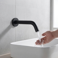 Robinet mural intelligent à capteur infrarouge pour lavabo, eau chaude et froide, en cuivre, design moderne et minimaliste, surface électroplaquée