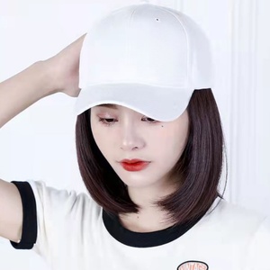 Casquette de baseball avec perruque intégrée, coiffure bob désordonnée, casquette à cheveux courts Bobo - Product Image 5