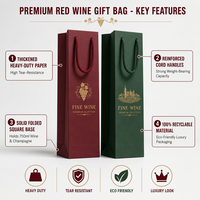 Sac cadeau de luxe pour vin rouge, personnalisé avec logo, en papier kraft, pour bouteille de champagne, avec ruban et accessoires, emballage cadeau épaissi