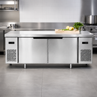 Table de travail réfrigérée à grande capacité de taille personnalisable, congélateur horizontal commercial à double porte, réfrigérateur-congélateur
