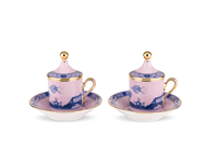 Ensemble de tasses à thé en céramique à motifs vintage avec couvercle, design bicolore pour la décoration de la maison, les fêtes, la vaisselle quotidienne