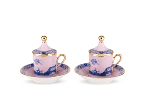 ชุดถ้วยชาเซรามิคลายวินเทจพร้อมฝาปิด ดีไซน์สองสี สำหรับตกแต่งบ้าน งานเลี้ยง และใช้ในชีวิตประจำวัน - Product Image 4