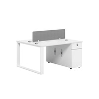 Poste de travail de bureau industriel modulaire, extensible, personnalisable, durable, moderne, pour 2, 4, 6 ou 8 personnes, blanc, pour bureau à aire ouverte