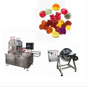 50kg/h semi Automatic gelatin jelly candy making machine round Bear molds jelly candy production line