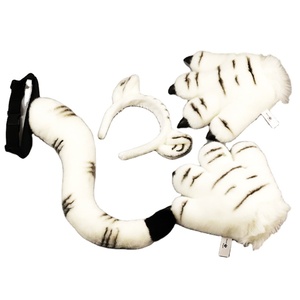 CHIQUE Zoo di simulazione di tigre guanti di ruolo giocattolo di leopardo delle nevi fascia di dinosauro coda di peluche regalo per bambini - Product Image 1