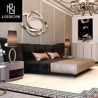 Lit simple et moderne personnalisé avec double rembourrage en tissu Mobilier pour villa de luxe Chambre à coucher Lit luxueux léger haut de gamme
