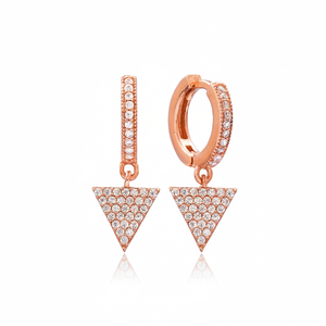 Pendientes con Forma de Triángulo, Adornados con Piedras de Circonia Cúbica, Hechos a Mano en Turquía, Plata de Ley 925, Joyería Fina de Moda - Product Image 2