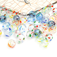 Perles en verre soufflé creuses de 14 mm et 16 mm peintes à la main, rondes et dessinées à la main, pour accessoires de colliers et bracelets DIY
