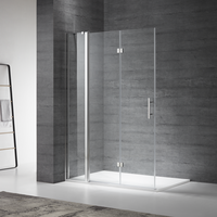 Paroi de douche en verre pivotant Foshan, aluminium, 6 mm carré, avec cadre, sur mesure, salle de bain d'hôtel