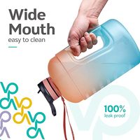 Bouteilles d'eau de 74 oz avec couvercle à paille, bouteille d'eau d'un demi-gallon avec marqueur de temps, bouteille d'eau en plastique sans BPA de 2,2 l