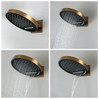 Système de douche thermostatique encastré en laiton chromé gris fusil avec robinet en céramique et affichage numérique intelligent