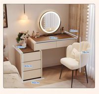 Nouvelle coiffeuse en bois massif pour petits appartements, style crème moderne, miroir éclairé pour chambre à coucher, hôtel, application maquillage