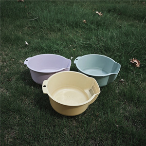 Égouttoir rond en plastique avec couvercle en PP, panier de rangement ménager pour la cuisine, idéal pour laver les fruits, les légumes et le riz - Product Image 3