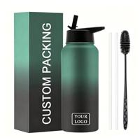 Bouteille d'eau isotherme grande capacité 32oz 40oz 64oz Demi-gallon en acier inoxydable avec couvercle à paille
