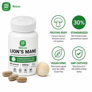 BioLex Organic Dried <strong>Lion's</strong> <strong>Mane</strong> <strong>Mushroom</strong> Extract Capsules Natural Brain Energy Herbal Supplement <strong>Mushroom</strong> <strong>Lions</strong> <strong>Mane</strong> Capsule - Product Image 3