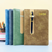 Agenda journalier espagnol A5 personnalisé avec logo en cuir PU 2026, carnet avec stylo