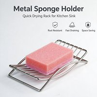 Support à éponge en fil d'acier inoxydable pour évier de cuisine, égouttoir de lavabo, porte-savon antirouille, organisateur pour rangement d'éponges de salle de bain