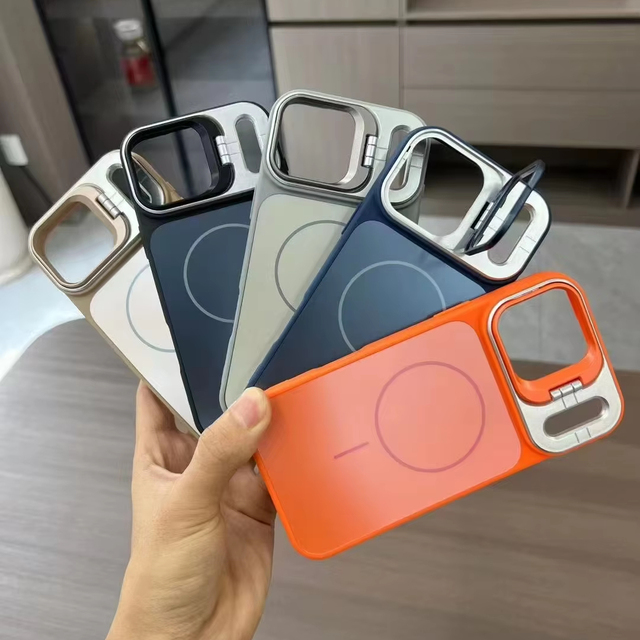 Cheaper Cost Ultra Thin Camera Lens Bracket Holder Magnetic Ring Orange Phone Case Supplier for 17 Pro Max 17 Pro