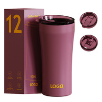 Tasse isotherme à double paroi 12oz en acier inoxydable 304, portable, pour eau et café, avec maintien au froid, personnalisable, idéale comme cadeau