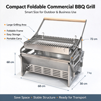 Barbecue au charbon de bois écologique, portable, rotatif, réversible, pliable, en acier inoxydable 304