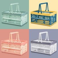 Panier de rangement pliable en plastique écologique multi-usages, durable, avec poignée, pour le shopping