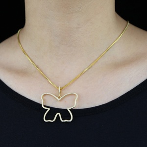 Khuyến mãi Micro Pave rõ ràng Cubic Zirconia CZ lớn rỗng bướm khung 41 + 10cm Hộp chuỗi Iced out CZ Phụ Nữ Mặt Dây chuyền vòng cổ - Product Image 6