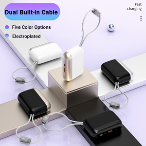 Banco de Energía Portátil de 5000mAh con Carga Rápida y Cable Integrado Doble, Personalizable con Logotipo de Fábrica - Product Image 1