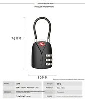 Cadenas de sécurité professionnel pour valise de voyage avec câble TSA et code à 3 chiffres pour sac
