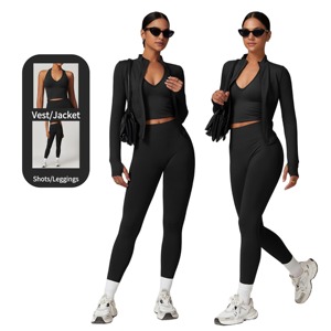 Set Yoga da Donna di Alta Qualità Personalizzato, 3 Pezzi, Abbigliamento Fitness, Completo Yoga con Pantaloni, Vestito, Abbigliamento, <span class=keywords><strong>Tuta</strong></span> SQ7725 - Product Image 1